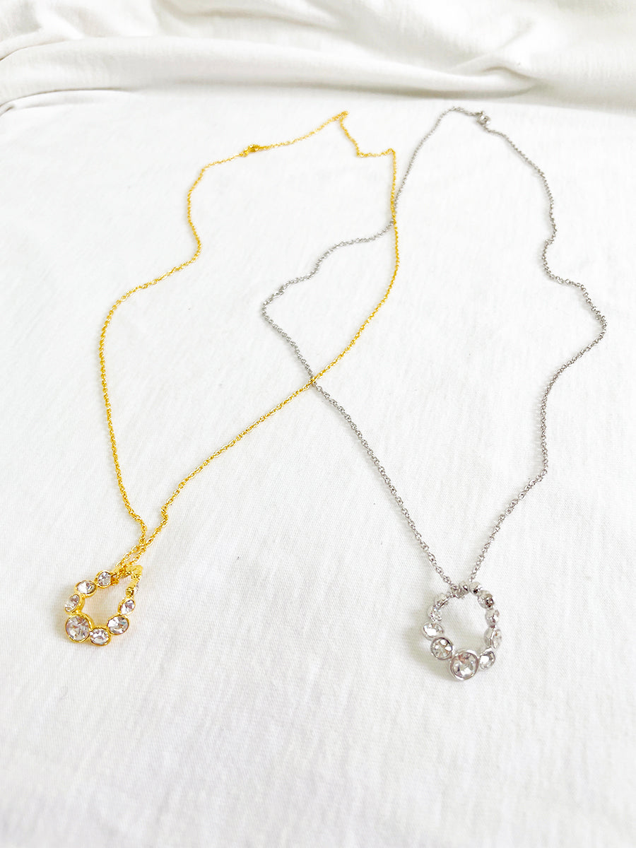 Crystal Heart Pendant Necklace - Gold & Silver