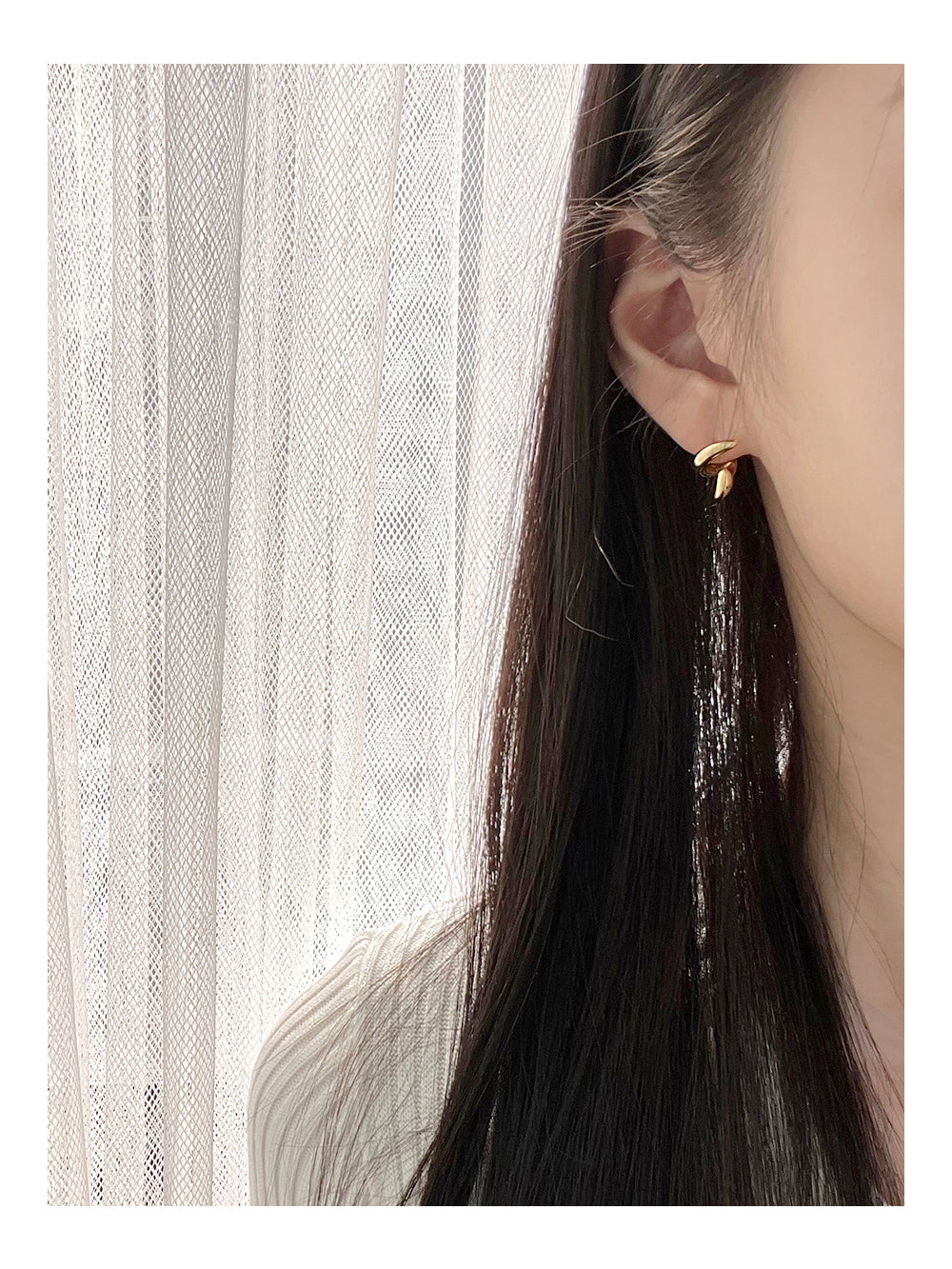 Curved Crescent Stud Earrings - Gold and Silver