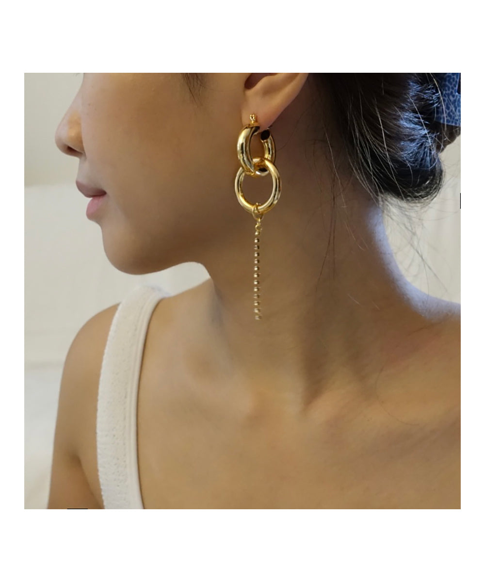 Dual-Tone Chain Link Drop Earrings