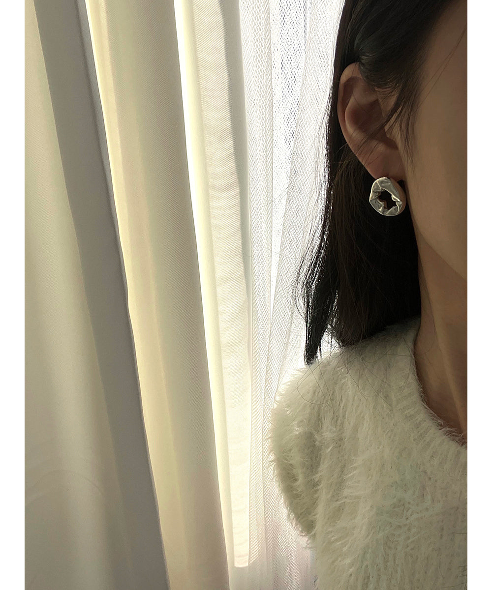 Silver-Plated Abstract Hoop Earrings