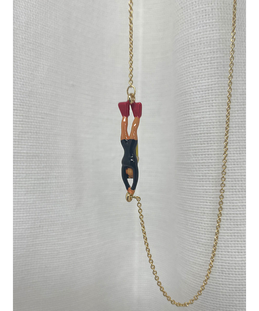 Vibrant Enamel Diver Pendant Necklaces - 18k Gold-Plated