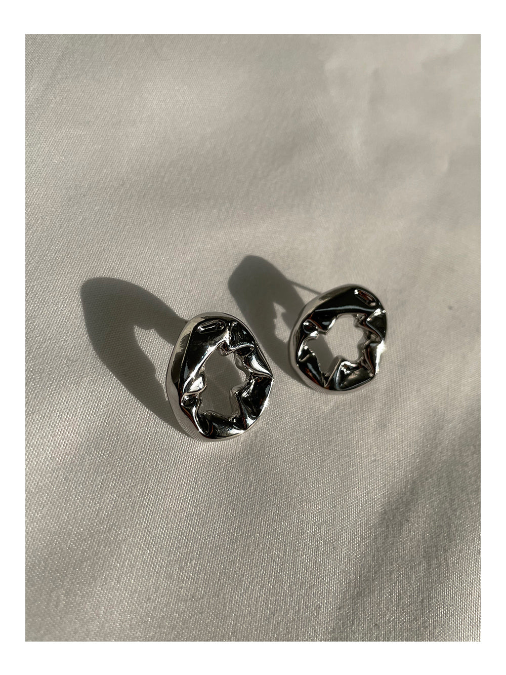 Silver-Plated Abstract Hoop Earrings