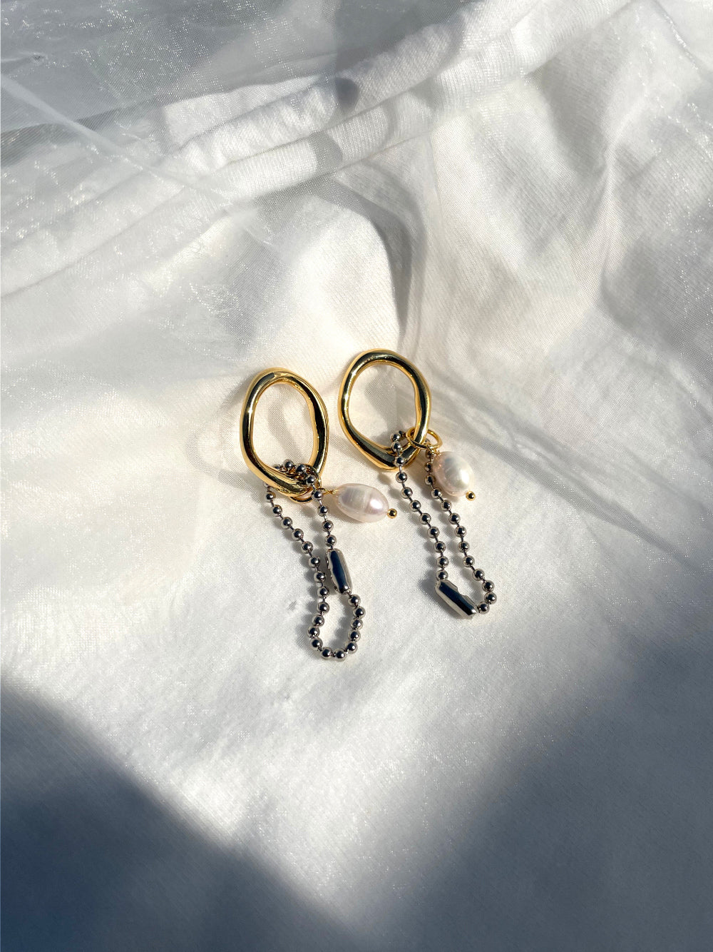 Dual-Tone Chain Link Drop Earrings