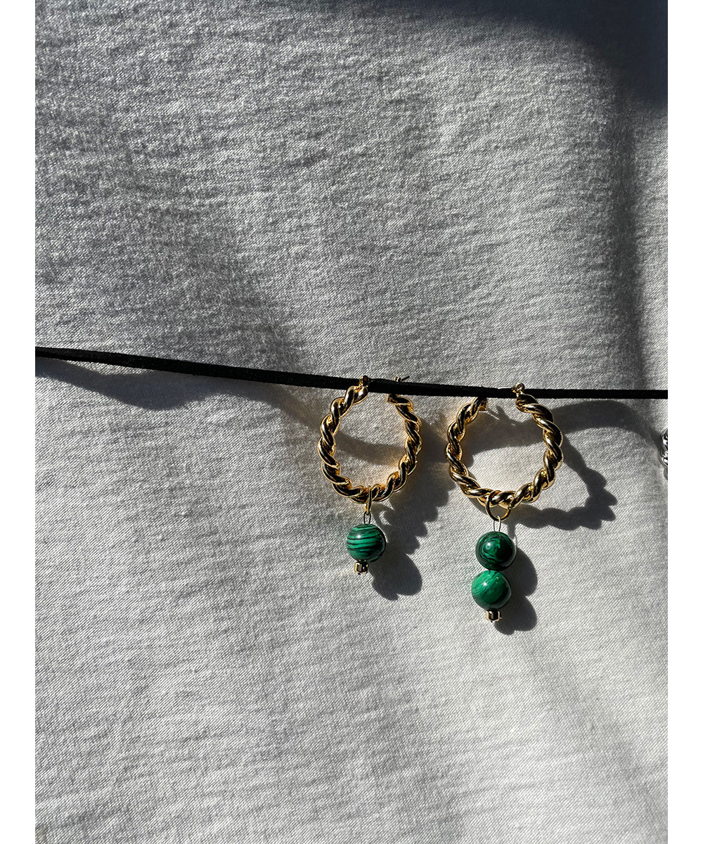 Chain-Link Hoop Earrings with Pearl and Cubic Accents