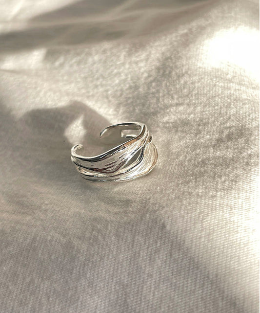 Silver Plated Wave Design Adjustable Ring