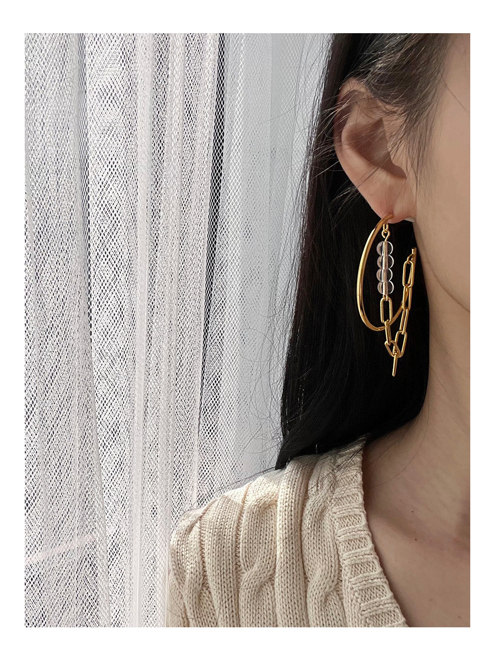 Dual-Tone Interlinked Chain Earrings