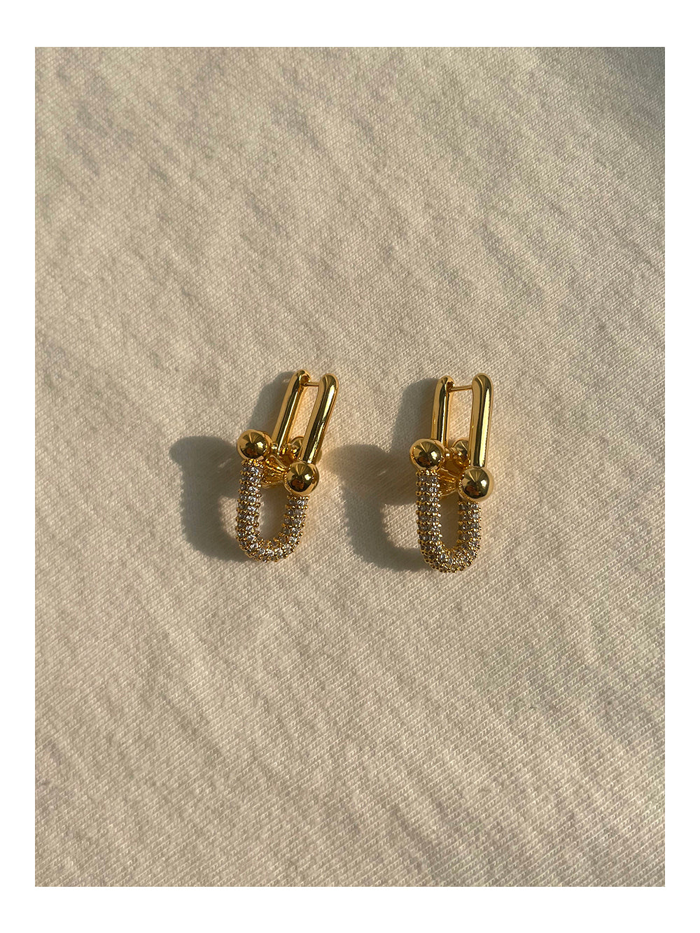 Gold and Silver Plated Textured Chain Link Earrings