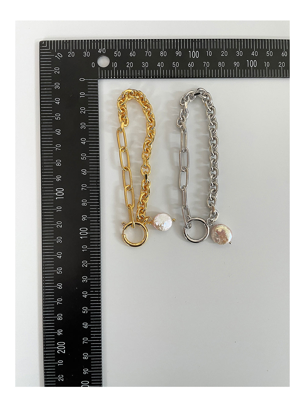 Gold and Silver Plated Pearl Drop Chain Bracelet