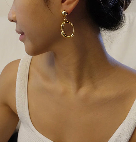 Silver-Plated Teardrop Hoop Earrings