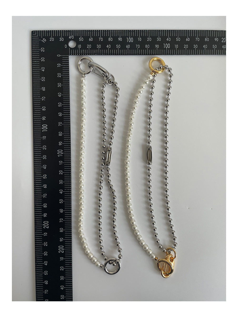 Pearl and Stainless Steel Dual-Chain Necklace with Mixed Metals