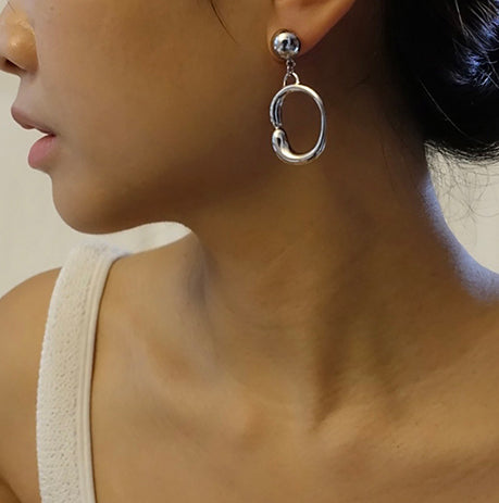 Silver-Plated Teardrop Hoop Earrings