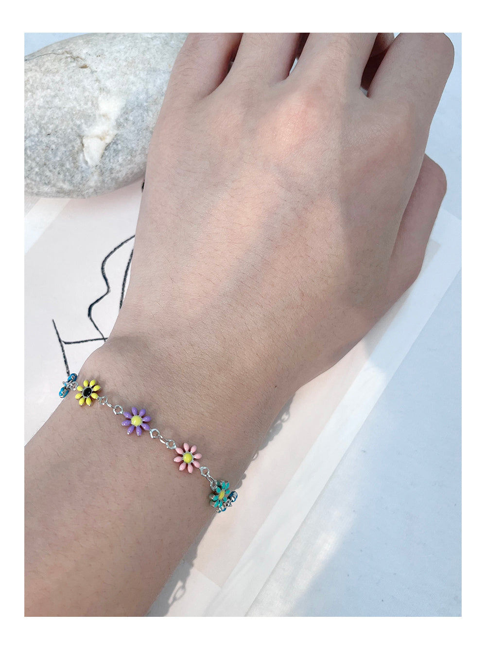 Floral Daisy Link Bracelets - Gold and Silver Plated