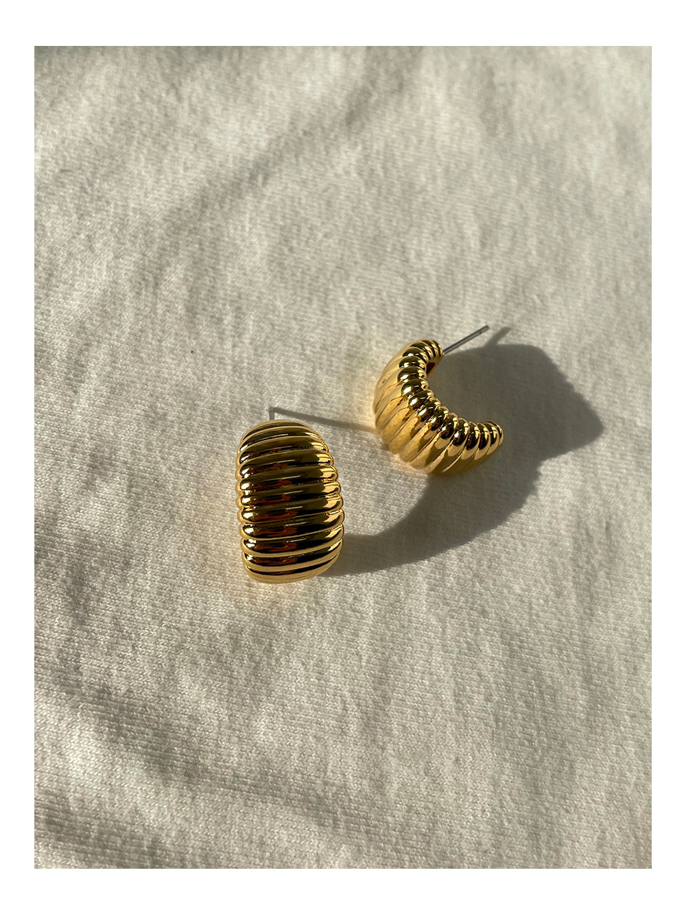 Gold and Silver Plated Ribbed Hoop Earrings