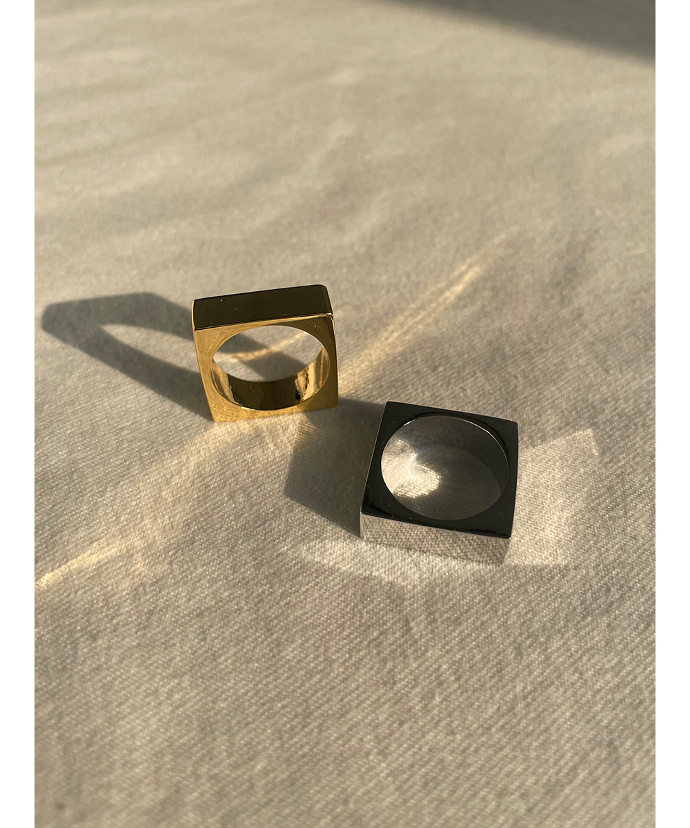 Square Gold and Silver Plated Statement Rings