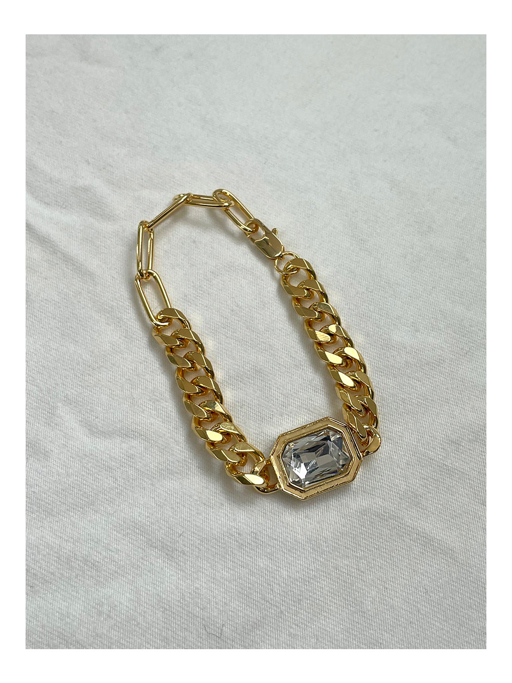 Gold and Silver Plated Chunky Chain Bracelets with Gemstone Accents