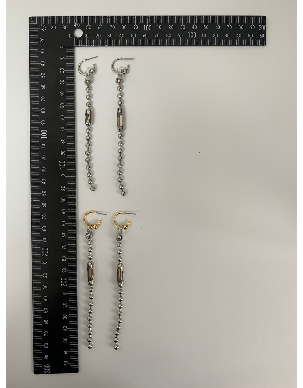 Gold & Silver Link Drop Earrings with Pearl Accents